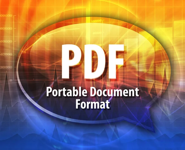 Ilustración de burbuja de voz de definición de acrónimo PDF — Foto de Stock