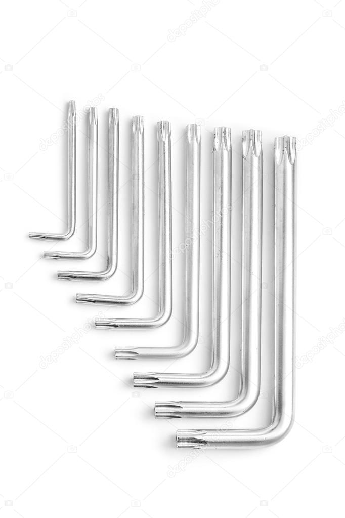 明星样条 6 十六进制工具在白色上设置– 图库图片