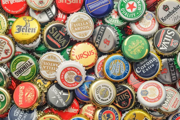 Beer bottle caps background — Stock Photo, Image