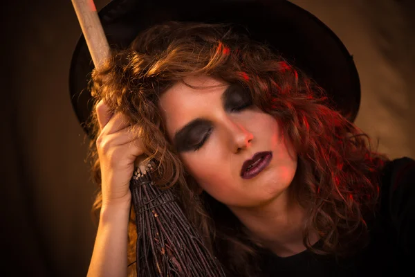 Tired Halloween witch — Stock Photo, Image