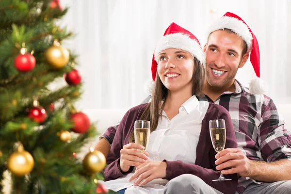 Happy Christmas couple Stock Photo