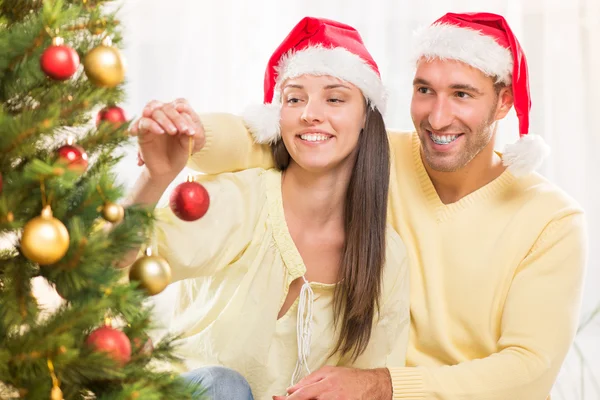 Happy Christmas couple Stock Image