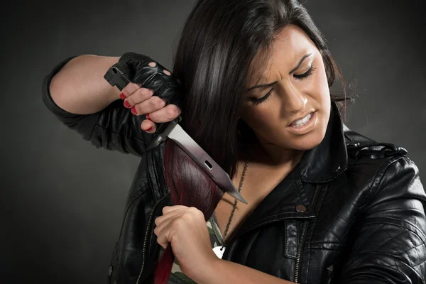 Furious Army girl — Stock Photo, Image