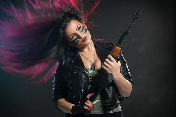 A Guerreira Feminina de Cabelo Longo — Fotografia de Stock