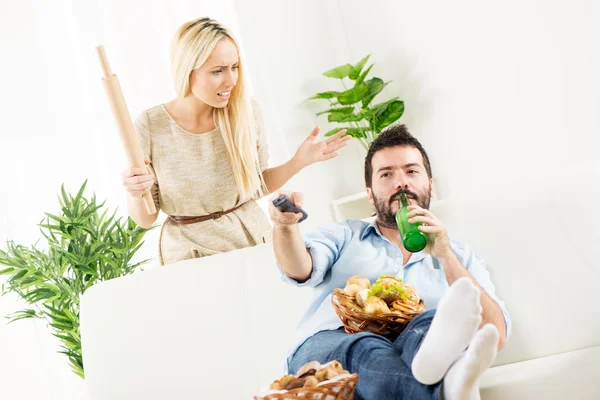 Shut Up Wife, Match Starts — Stock Photo, Image