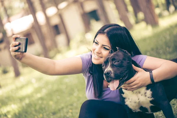 Selfie Dengan Anjing — Stok Foto