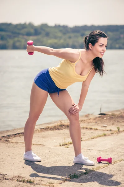 Exercising By The River — Stock Photo, Image