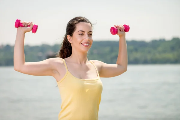 Exercising By The River — Stock Photo, Image