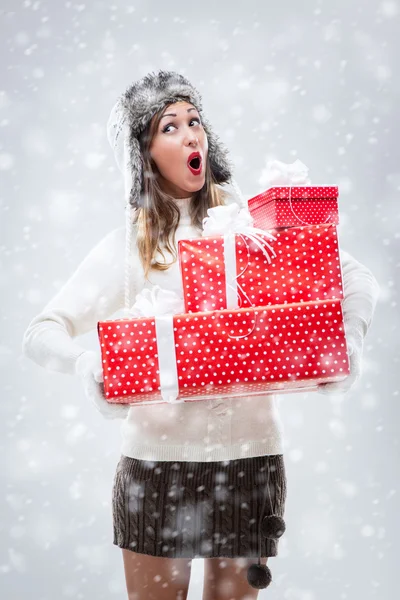 Cute Girl With Gifts — Stock Photo, Image