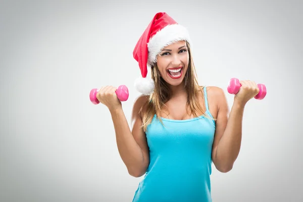 Vánoční fitness žena — Stock fotografie