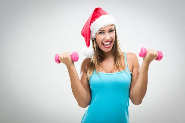 Natale fitness donna — Foto Stock