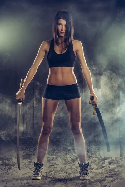 Revenge From Woman With Sword — Stock Photo, Image