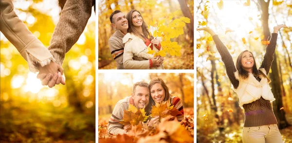 Autumn Collage of couple — Stock Photo, Image