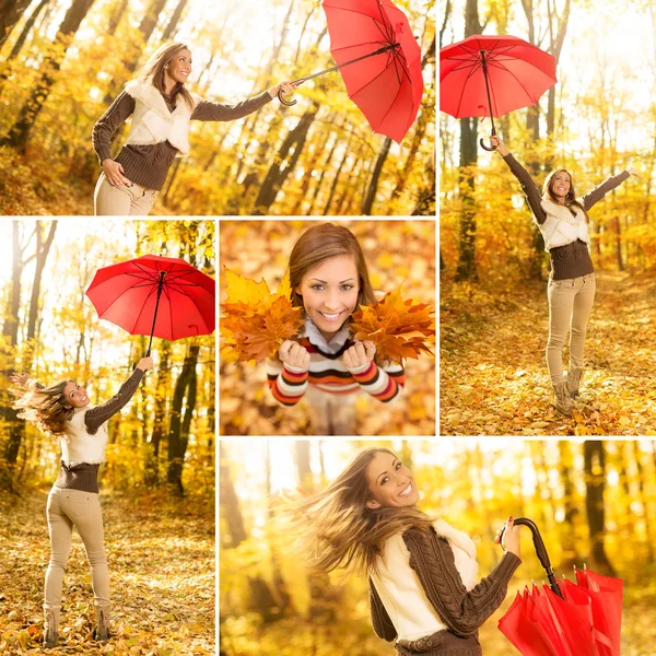 Collage de otoño con paraguas — Foto de Stock