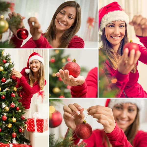 Red Christmas Decorating — Stock Photo, Image