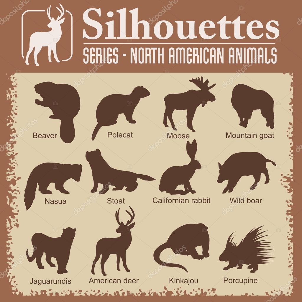 Silhouettes - North American animals. Stock Vector Image by  ©Digital-Clipart #110224924