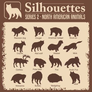 Silhouettes - North American animals.