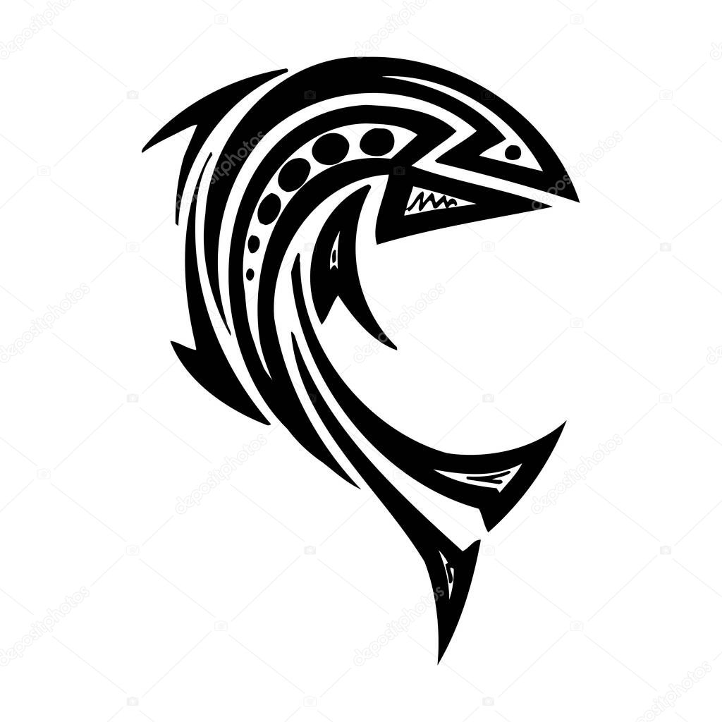 Tribal Fish Sea Monster SVG Descarga Digital tribal, tatuaje Cricut