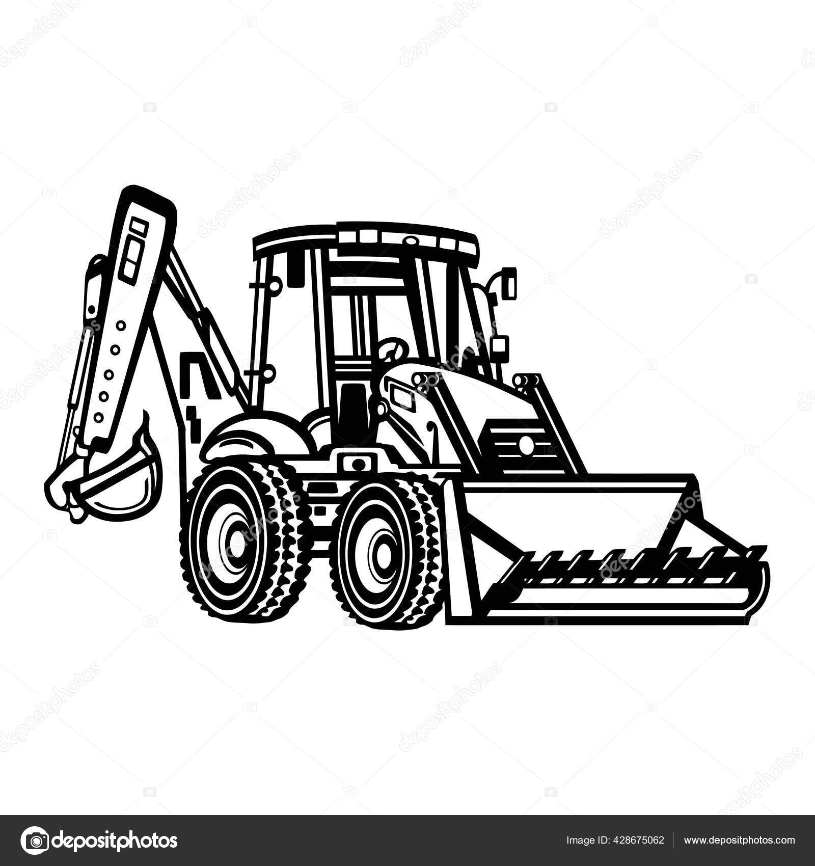 詳細バックホウローダー 白い背景に隔離された ベクターイラスト ストックベクター C Digital Clipart