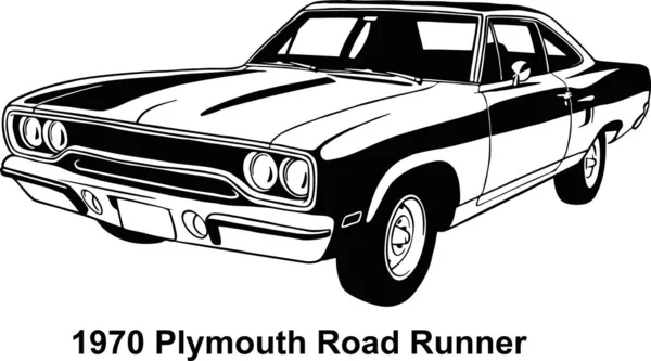 Kaslı araba - Eski Amerikan Klasik Araba, 1970 'ler, Kas Araba Stencil - Tişört ve amblem için Vektör Klip Sanatı