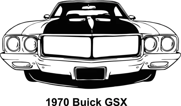 Muscle car - Old USA Classic Car, 1970-е, Muscle car Stencil - Vector Clip Art for tshirt and emblem — стоковый вектор