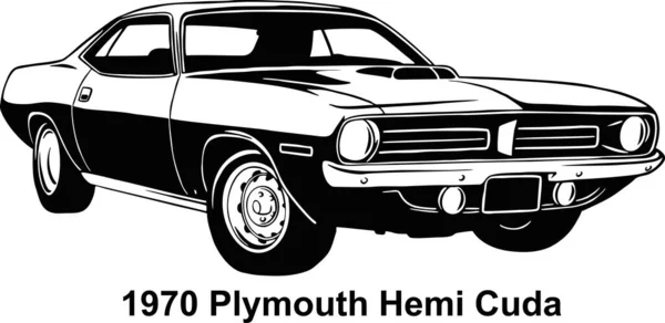 Kaslı araba - Eski Amerikan Klasik Araba, 1970 'ler, Kas Araba Stencil - Tişört ve amblem için Vektör Klip Sanatı