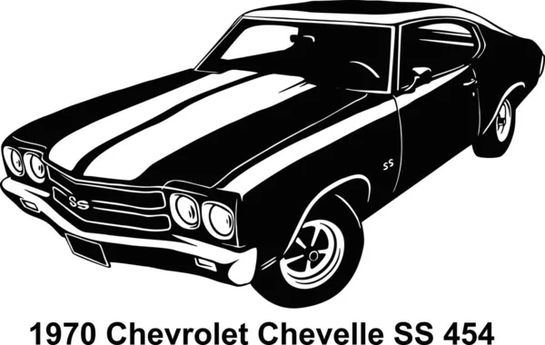 Muscle car - Old USA Classic Car, 1970, Muscle car Stencil - Vector Clip Art για μπλουζάκι και έμβλημα — Διανυσματικό Αρχείο