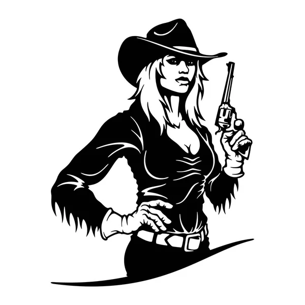 Bang-Bang cowgirl, Girl, Wild West , Cricut Silhouette svg, Vector Clip Art, Cut Ready Files - Stok Vektor