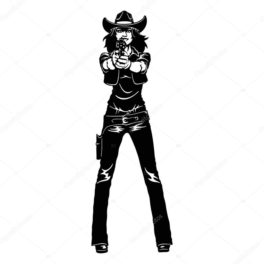 Bang-Bang cowgirl, Girl, Wild West , Cricut Silhouette svg, Vector Clip Art, Cut Ready Files vector illustration isolated