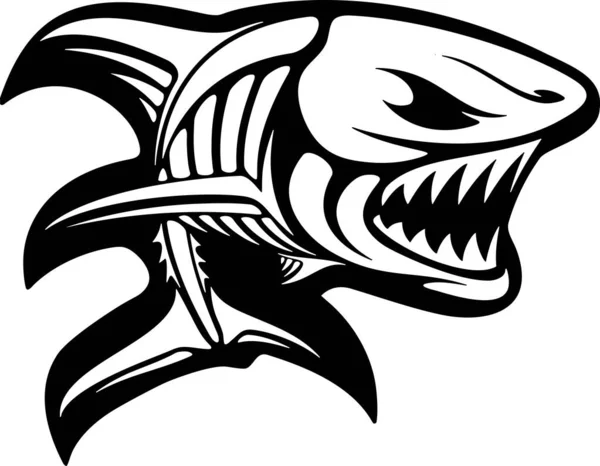 Hai-Logo. Vorlage Club Emblem. Illustration zum Angelthema Vektor. — Stockvektor
