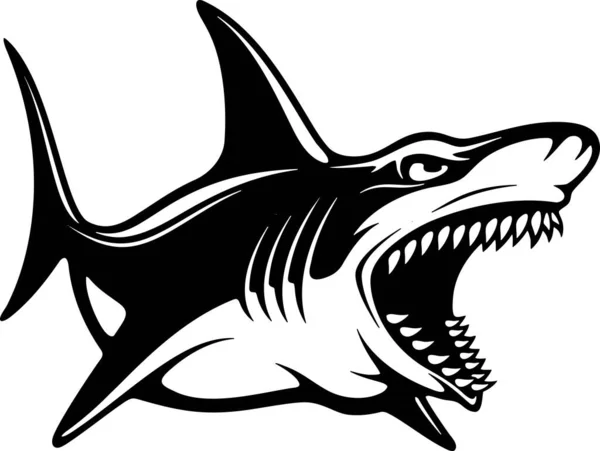 Köpekbalığı logosu. Şablon kulüp amblemi. Balıklama temalı vektör illüstrasyonu. — Stok Vektör