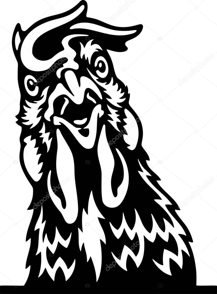 Peeking chicken - Funny Farm Animals peeking out - face head isolated on white vector stock