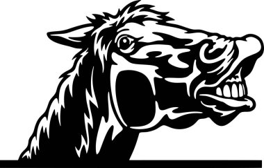 Röntgenci At - Komik Çiftlik Hayvanları dikiz aynasından dışarı bakıyor - beyaz kafayla izole edilmiş