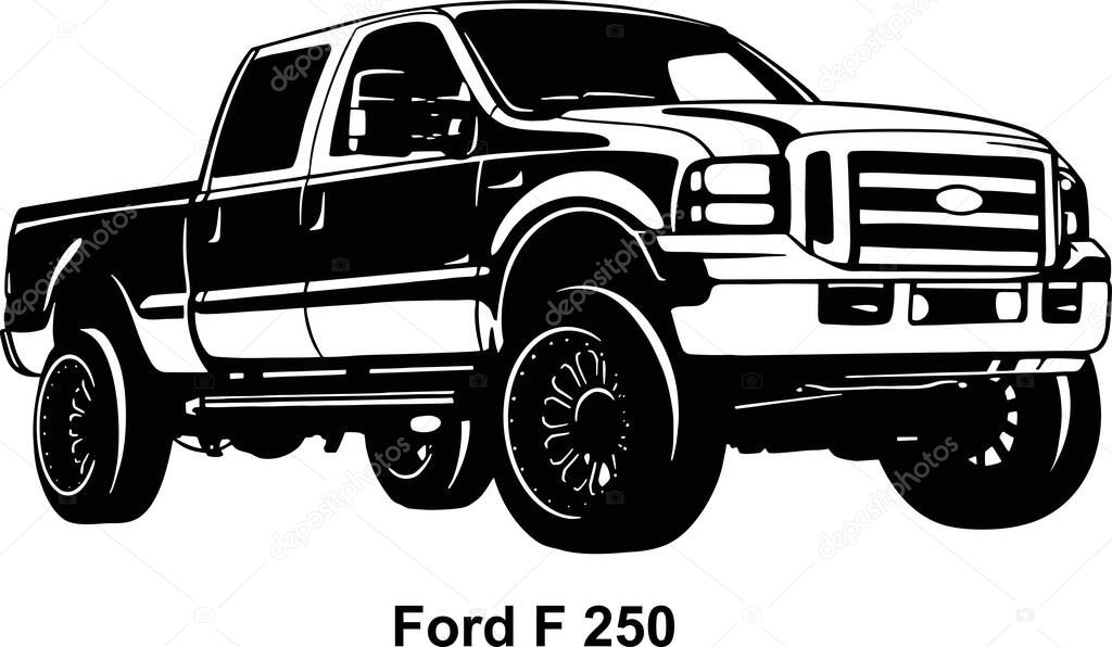 Big American Car - pickup truck of the USA vector isolated on white