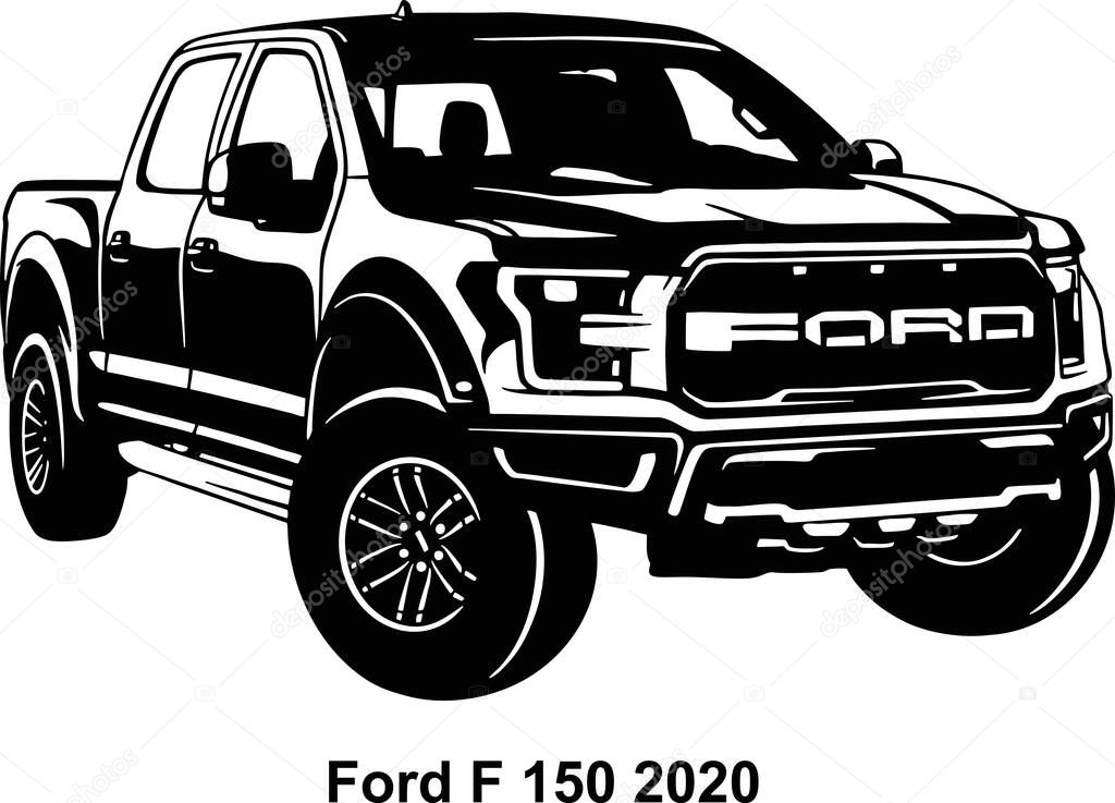 Big American Car - pickup truck of the USA vector isolated on white