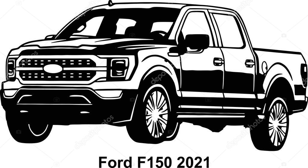 Big American Car - pickup truck of the USA vector isolated on white