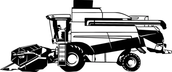Συγκομιδή, Συνδυασμός - Γεωργικός Τρακτέρ, αγροτικό όχημα - σιλουέτα αγροκτήματος — Διανυσματικό Αρχείο