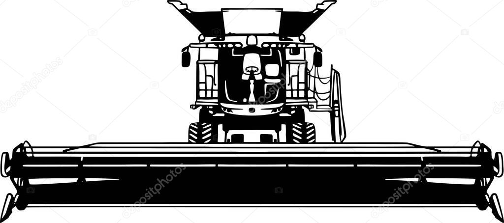 Harvester, Combine - Farm Tractor, farming vehicle - farm silhouette - vector stock design