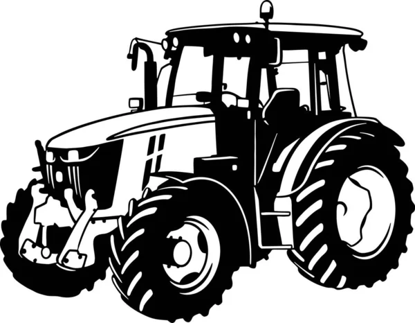 Trator - Trator agrícola, veículo agrícola - estêncil de veículo agrícola — Vetor de Stock