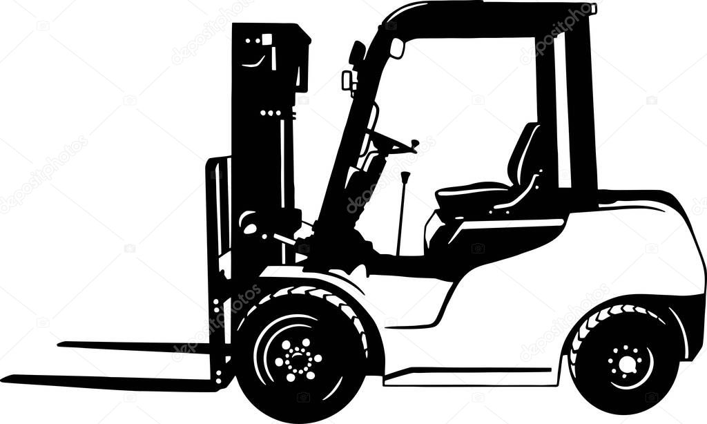Fork Lift, Forklift Warehouse - Farm Tractor, farming vehicle - farming vehicle stencil - vector stock design