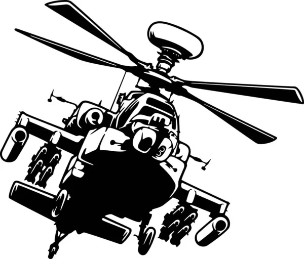 Askeri helikopter detaylı bir siluet oluşturdu. beyaz arkaplanda izole edilmiş