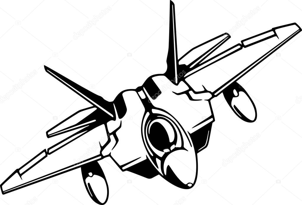 Military Fighter aircraft detailed silhouette. isolated on a white background