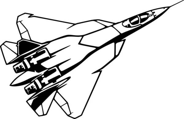 Askeri Savaş uçakları silueti detaylandırdı. beyaz arkaplanda izole edilmiş