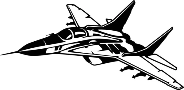 Askeri Savaş uçakları silueti detaylandırdı. beyaz arkaplanda izole edilmiş