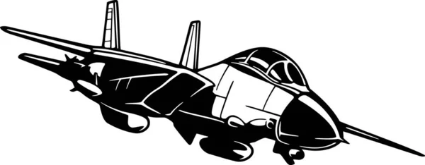Aeromobile da combattimento militare silhouette dettagliata. isolato su sfondo bianco — Vettoriale Stock