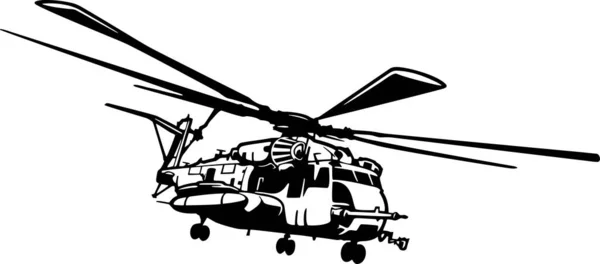 Military Helicopter detailed silhouette. isolated on a white background — Stock Vector