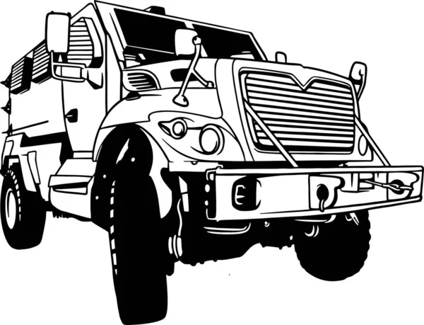 Humvee militair voertuig met zwaar machinegeweer — Stockvector