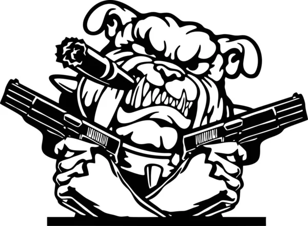 Kızgın İngiliz Bulldog - silahlı kötü köpek - vektör şablonu