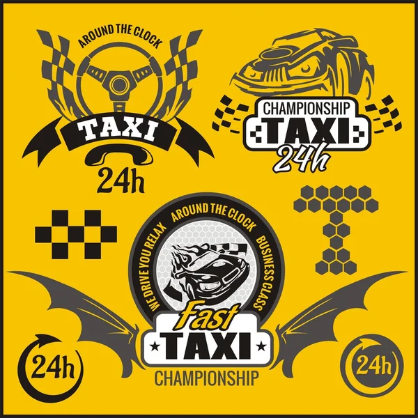 Taxi symbols, and elements for taxi emblem - vector set.