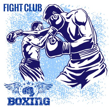 Boxing Match - Retro Illustration on grunge background